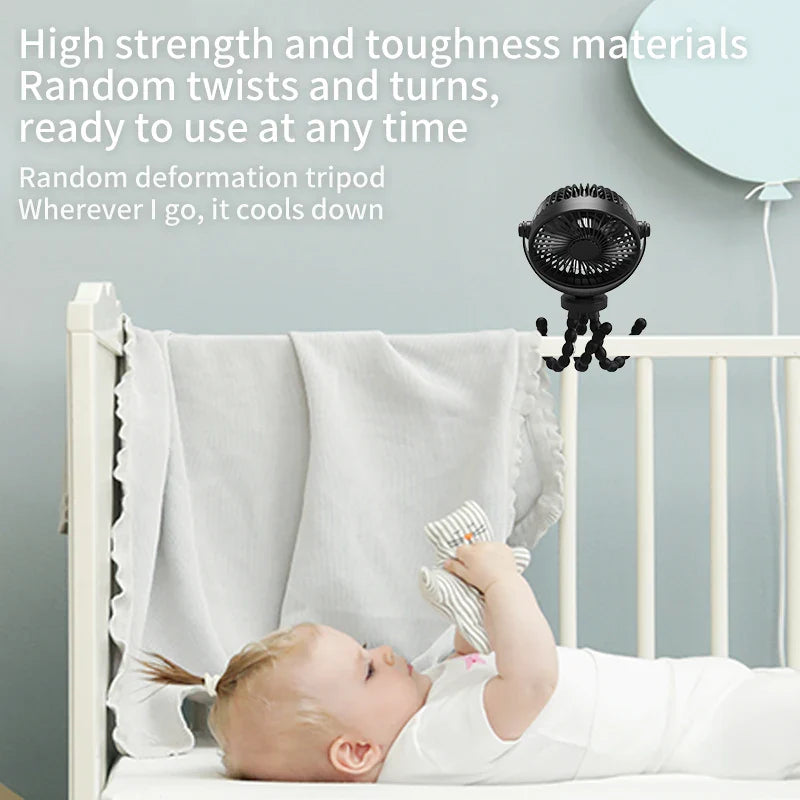 NNEOBA Mini Portable Stroller Fan with Flexible Tripod