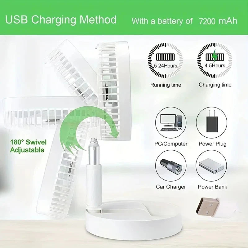 NNEOBA Retractable USB Rechargeable Mini Fan