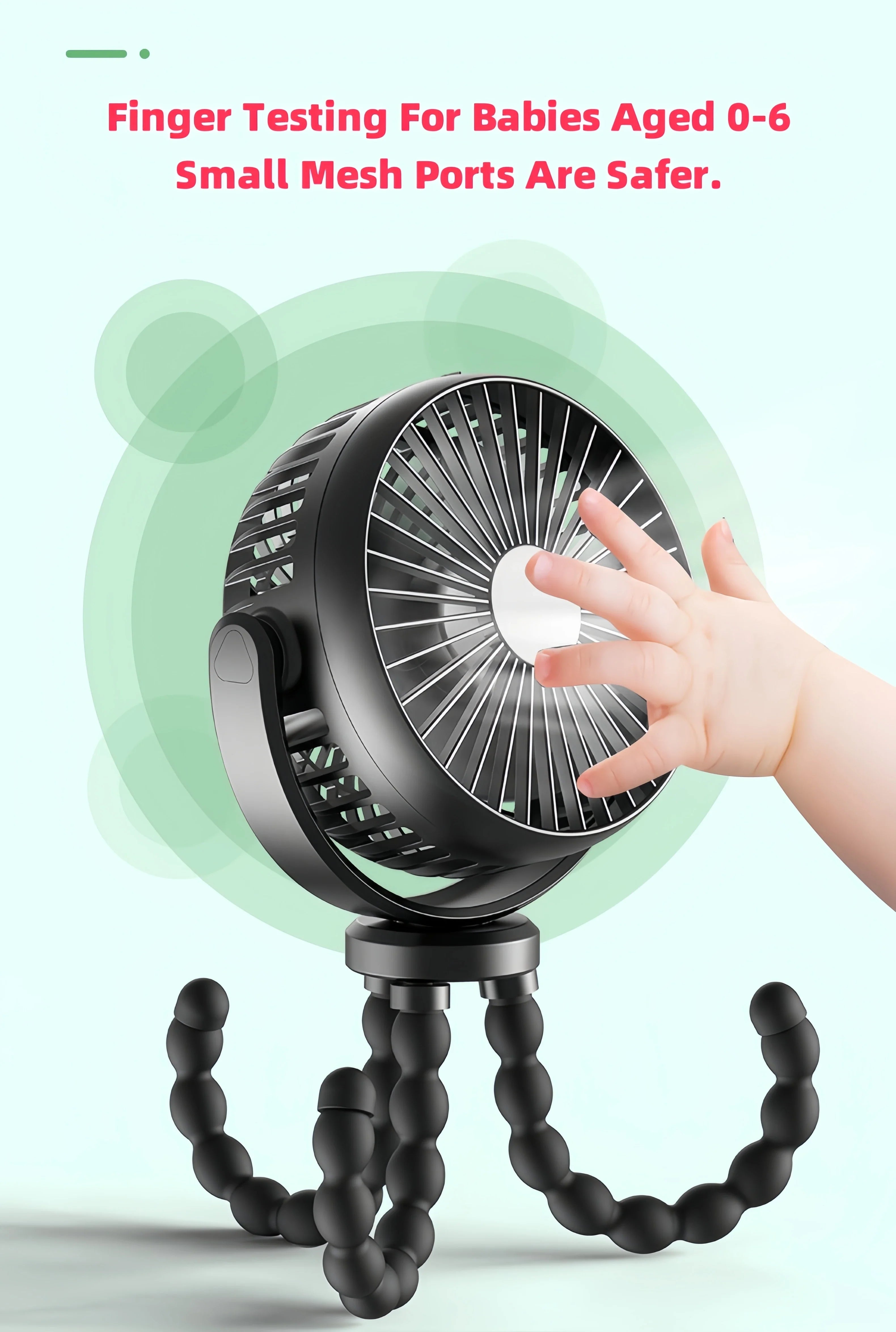 NNEOBA Mini Portable Stroller Fan with Flexible Tripod