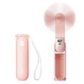 Handheld Mini Fan (Pink), 3-in-1 USB Rechargeable Portable Fan with Power Bank & Flashlight, Pocket Design for Travel & Summer