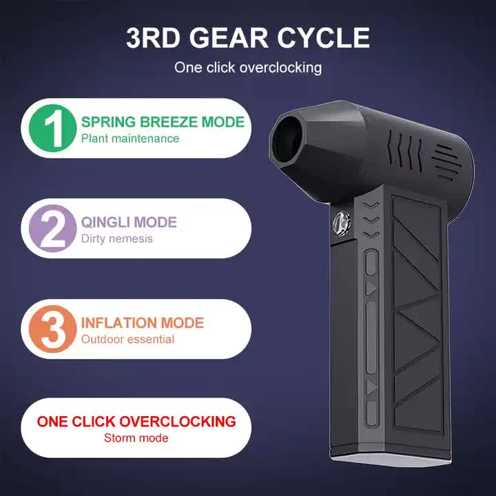 NNEDSZ Black High-Speed Mini Turbo Fan for Camping and Outdoor Use - Handheld 130,000 RPM Brushless Blower & Dust Cleaner