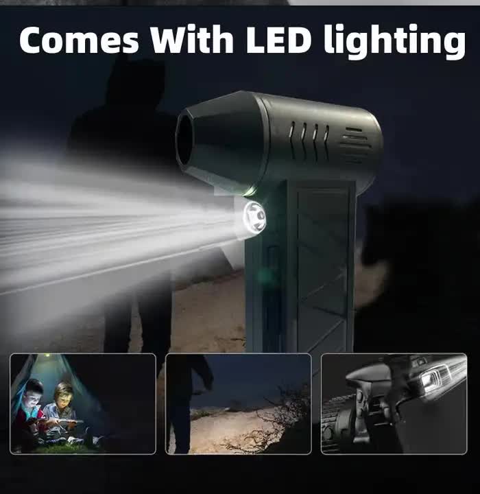 NNEDSZ Black High-Speed Mini Turbo Fan for Camping and Outdoor Use - Handheld 130,000 RPM Brushless Blower & Dust Cleaner