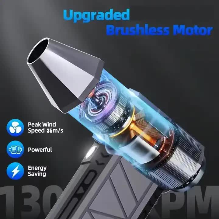 NNEDSZ Black High-Speed Mini Turbo Fan for Camping and Outdoor Use - Handheld 130,000 RPM Brushless Blower & Dust Cleaner