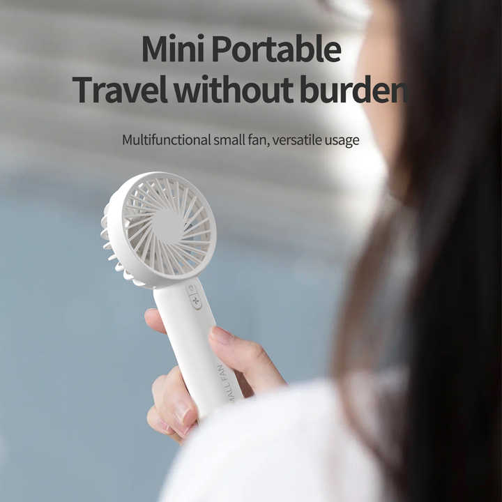 NNEDSZ White Mini Handheld Rechargeable Fan - Portable USB-Powered Cooling with Keyring