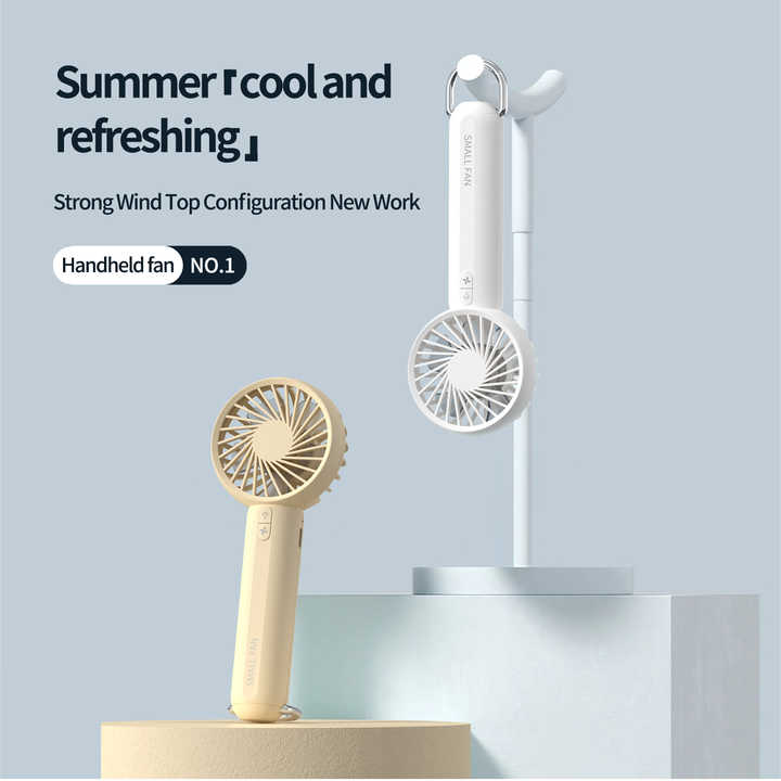 NNEDSZ White Mini Handheld Rechargeable Fan - Portable USB-Powered Cooling with Keyring