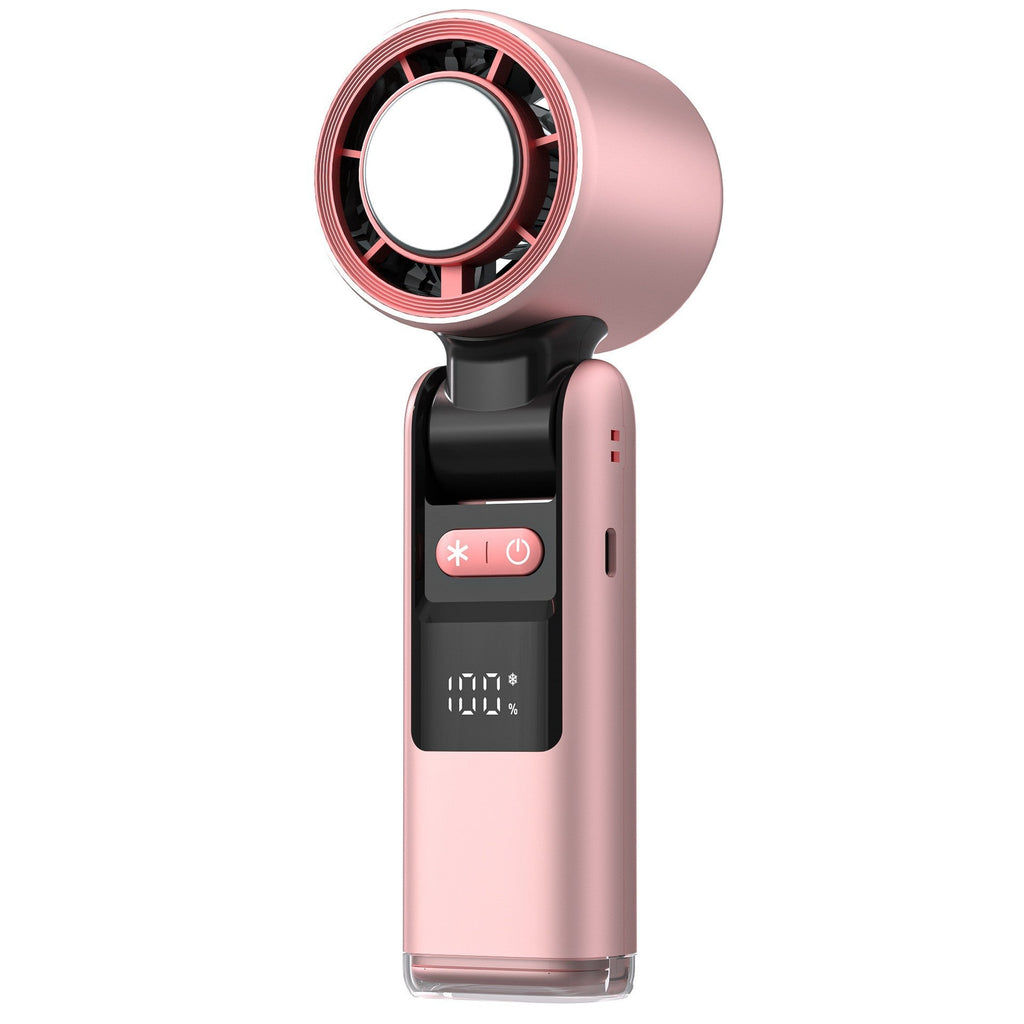 Pink New 100-Speed Portable Handheld Fan - Rechargeable Folding Turbo Mini USB Fan with Superconducting Cooling