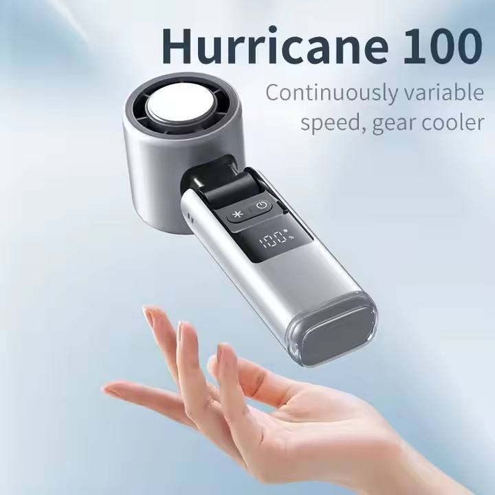Pink New 100-Speed Portable Handheld Fan - Rechargeable Folding Turbo Mini USB Fan with Superconducting Cooling