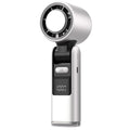White New 100-Speed Portable Handheld Fan - Rechargeable Folding Turbo Mini USB Fan with Superconducting Cooling