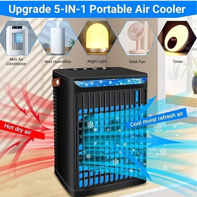NNETM Mini Air Cooler with Portable Fan (5-in-1)
